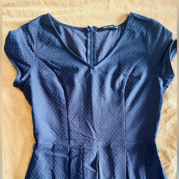 Doe & Rae Navy Blue Fit & Flare Dress - size XS - Picture 5 of 12